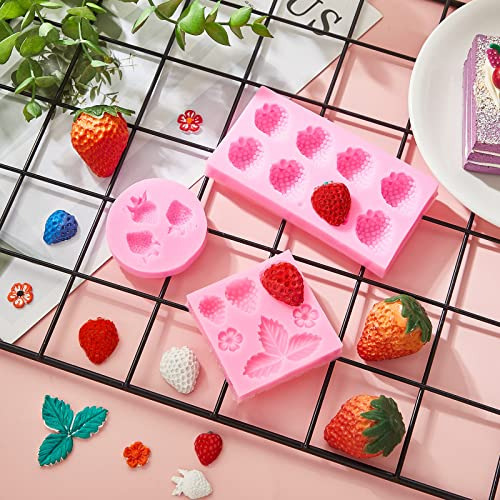3 Moldes De Silicona 3d Para Fresas Y Flores, Molde De Silic