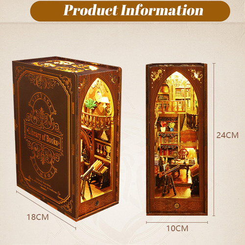 Kit De Rincón De Libros De Madera 3d Para Estantería