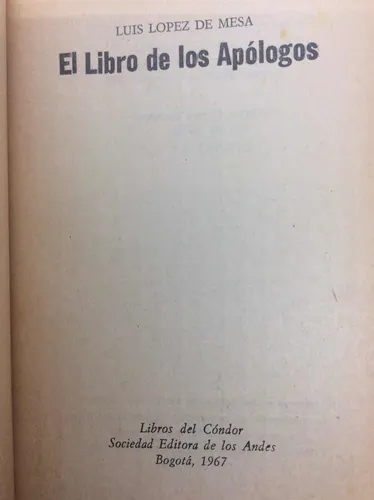 El Libro De Los Apólogos - Luis López De Mesa - Literatura (Usado)