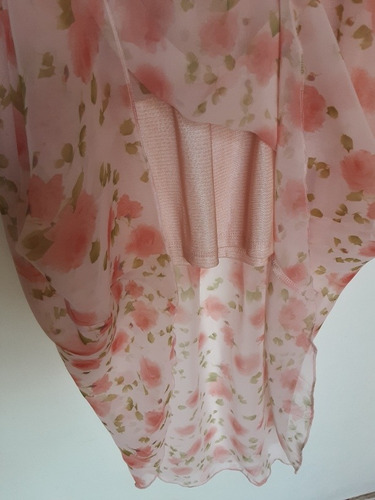 Imagen 6 de 9 de Vestido Floreado Con Corte Asimétrico Y Manga Corta, Talla S