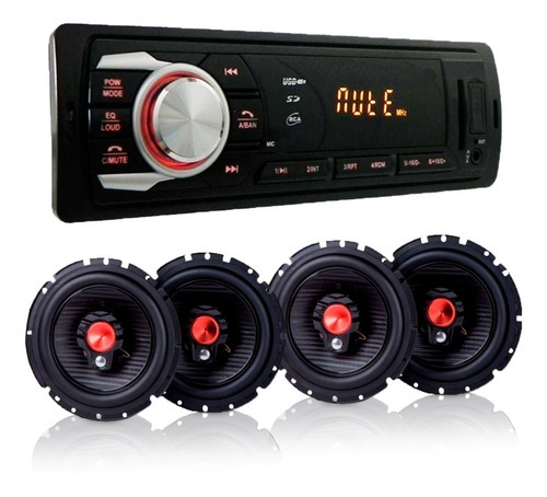 Kit Som Renault Sandero Radio Usb Mp3 + 4 Alto Falante 5