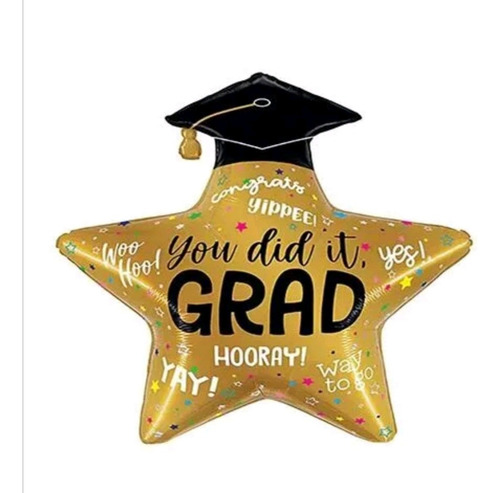 Set Globo-celebremos Estrella Con Birrete Graduación -7 Pzs