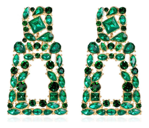 Kelmall - Aretes Colgantes Rectangulares Con Cristales Bril.