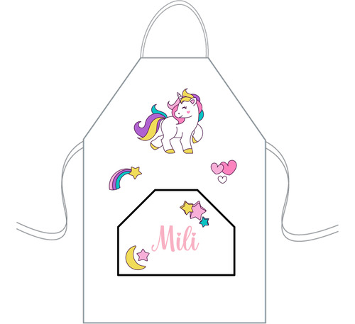 Delantal Cocina Mediano Para Niños Mini Chef Personalizado Unicornio 5 Personalizado