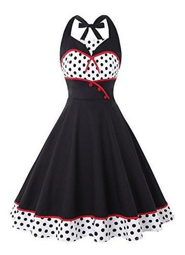 Wellwits Vestido De Marinero Estilo Pin Up Con Escote Halter