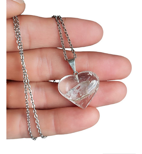 Collar Corazón De Cuarzo Cristal Natural Coraocristales 
