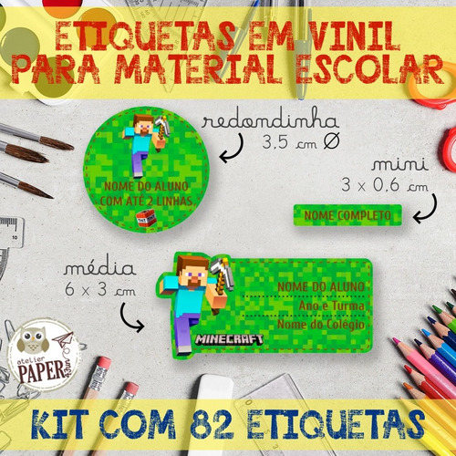 Imagem 4 de 10 de Kit Com 82 Etiquetas Escolares Em Vinil - Jogos Gamer =)