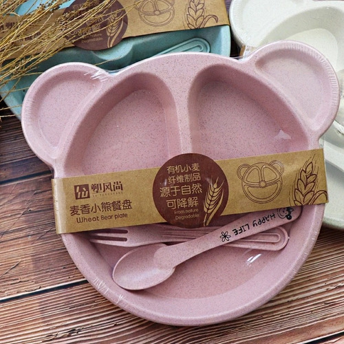 Wang Plato De Comedor Anticaliente Para Niños Con Tenedor