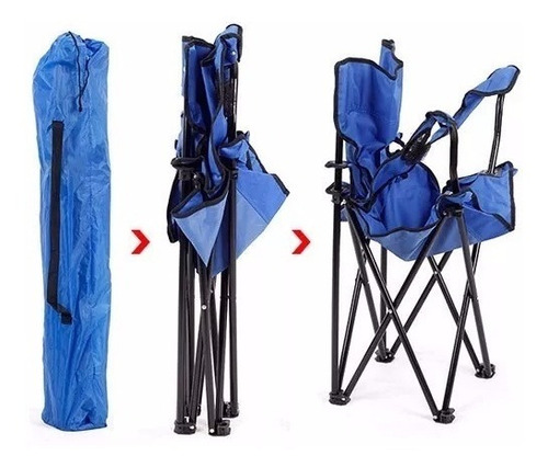 Silla Director Camping Apoyabrazo Porta Vaso Bolso Azul Iael