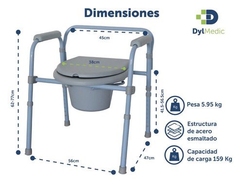 Silla Cómodo Aumento Para Wc Baño Plegable Portatil 3 En 1