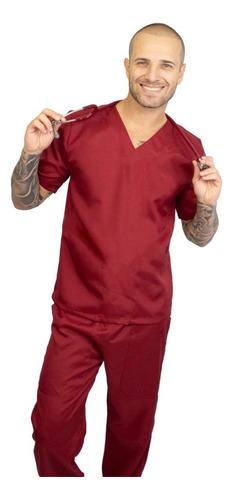 Pijama Cirúrgico Scrub Masculino Bordado Não Amassa