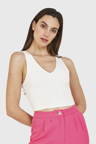 Crop Top Modal Blanco Nicopoly