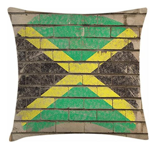 Ambesonne Jamaican Throw Pillow Cushion Cover, Flag On The W