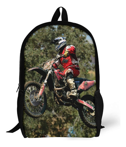 Wzomt Divertida Mochila Escolar De Motocross, Resistente Al