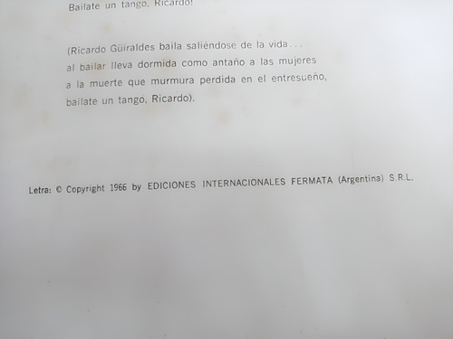 Lámina Del Tango Bailate Un Tango, Ricardo - Info & Letra