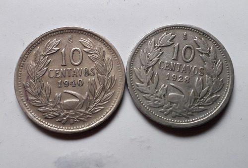 Chile 10 Centavos 1928 1940 Moneda De Cuproniquel Km#166 C/u