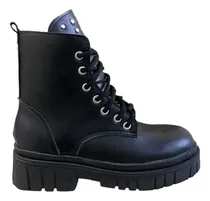 Comprar Borcegos Botas Negro Cuero Caña Baja Media Cordon Clasico