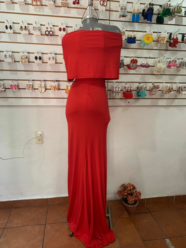 Vestido Rojo Noche Dama Fiesta Largo Strech | Meses sin intereses