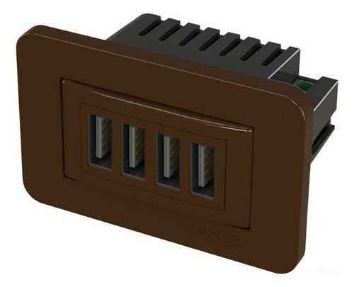Tomada Móveis Embutir Usb Charger 4 Pontos Lumitek Marrom