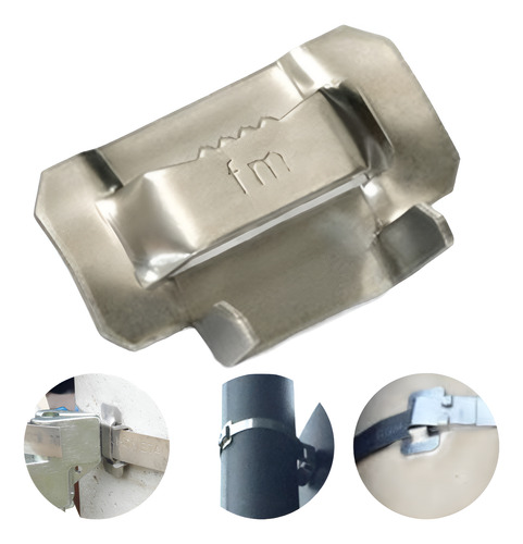 Fecho Dentado 3/4 Aço Inox 304 P/ Fitas De Aço - 100 Peças