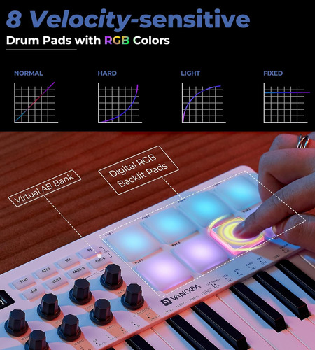 Vangoa Beat Makers Para Produção Musical, Midi Pad De 25 Tec