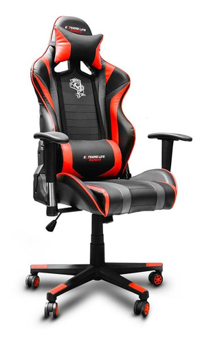 Cadeira de escritório ELG CH05BKRD gamer ergonômica  preta e vermelha com estofado de couro sintético