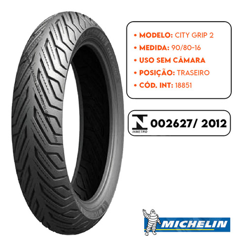 Pneu Traseiro Sundow Web 100 90-80-16 City Grip 2 Michelin