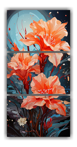 90x180cm Cuadro Neo-noir Flores Narcisos Rojos Bastidor Made