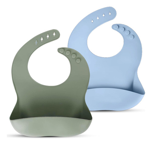 Baberos De Silicona Para Bebés, Juego De 2, Bebés Y Niños Pe