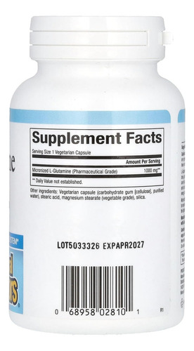 Factores naturales: L-glutamina micronizada 1000 mg, soporte