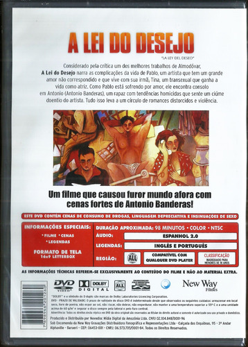 Dvd / A Lei Do Desejo ( Antonio Banderas ) (lacrado)