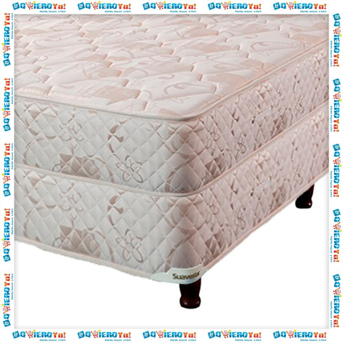 Colchon + Sommier Lujo Suavestar 190x140x21 Cm Tela Jackard + 2 Almohadas