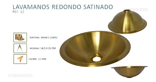 Imagen 2 de 2 de Lavamanos Para Grifería De Baño Bronce Satinado Innovaceros