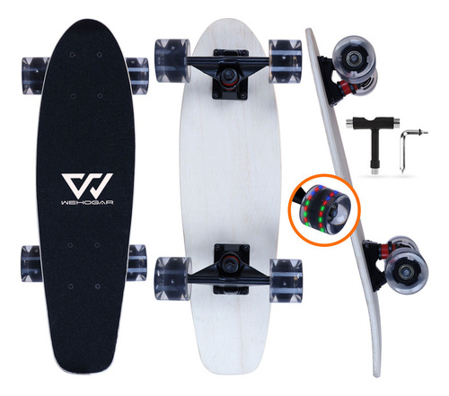 Patineta Skateboard Tabla De Madera Para Niños Con Luz Led. Ruedas Led