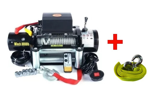 Winch Eléctrico12v 8000lb+control Remoto+enganche De Tirador