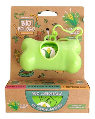 Bolsas Para Fecas Biodegradables 2 Rollos + Dispensador