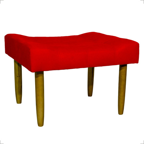 Puff Decorativo Retangular Requinte Pé Palito Suede Bege Cor Vermelho