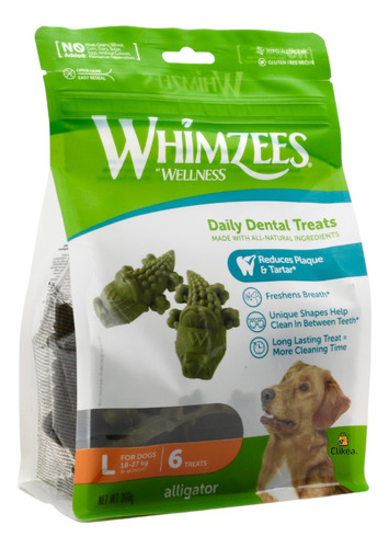 Whimzees Premios Para Perros Cocodrilo Gde 18-27 Kg 6 Piezas