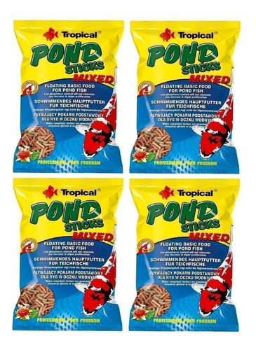 Kit 4 Unidades Ração Pond Sticks Mixed 90g Tropical