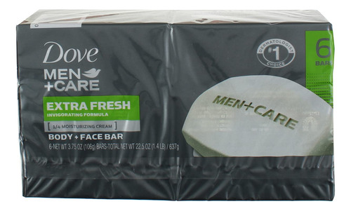 Jabón Dove Men+care Extra Fresh Para Cuerpo Y Rostro, 6 X 11