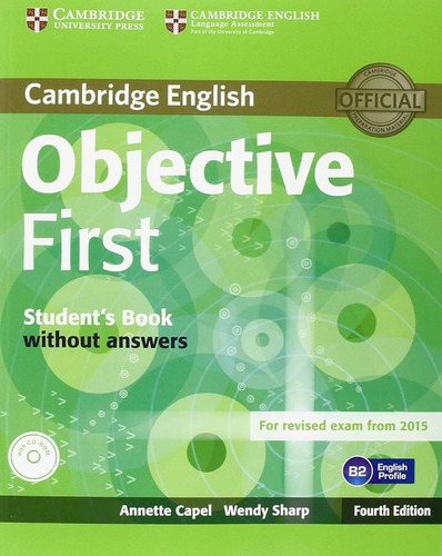 Cambridge English Objective First Sb Without Answers With Cd-rom - 4th Ed