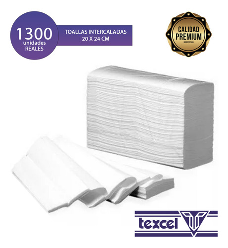 Toallas De Papel Intercaladas Blanco Puro 20 X 24 Cm X 1300u