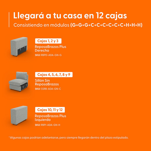 Juego De Sala Modular Moderna Plus 3-2-1 | Funda Removible | Gris Claro