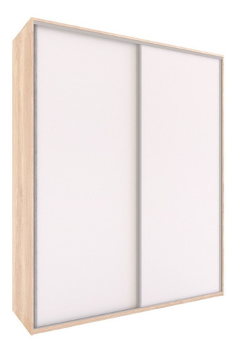 Ropero Placard 180 Cm Moderno 2 Puertas Corredizas Melamina Color Roble Nebraska Natural Con Blanco
