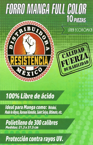 Forro Manga Full Color Línea Lujo 10 Piezas Resistencia