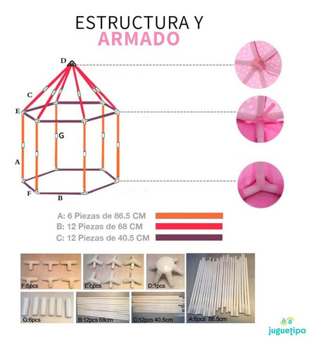 Carpa Castillo Princesa Niña Con Luces Led De Juguete