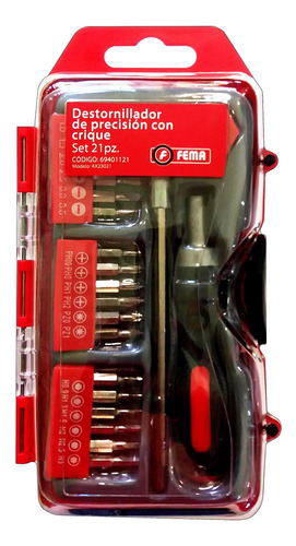 Set Destornillador Precision Crique Fema Kit 21 Puntas 25 Mm