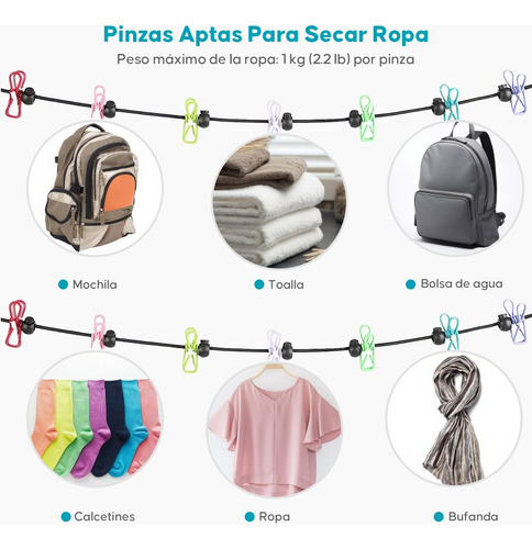 Tendedero Retráctil Portátil Para Viajes Con 12 Pinzas