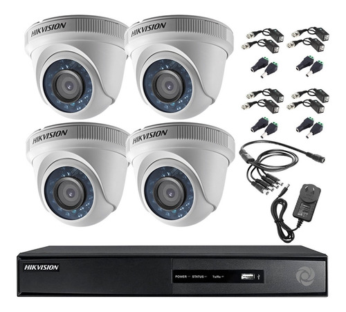 Imagen 1 de 10 de Kit Seguridad Hikvision 720p Dvr 4ch + 4 Camara Infra +balun