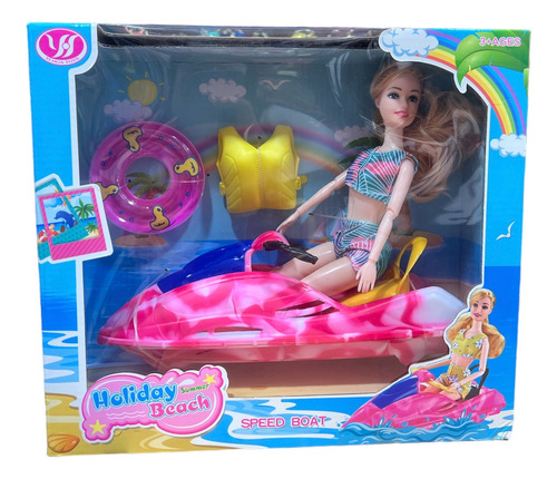 Muñeca Con Moto De Agua Mas Accesorios